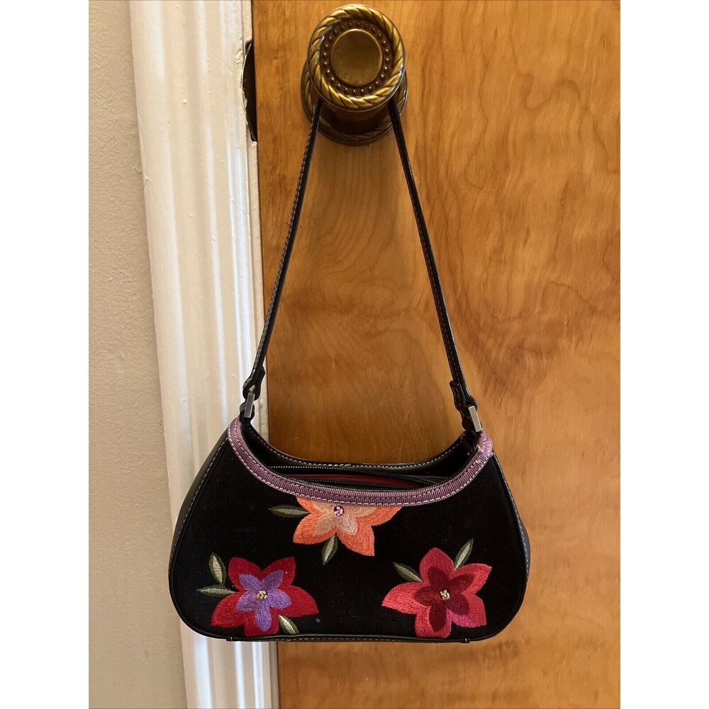 Liz Claiborne Black Floral Clutch Purse